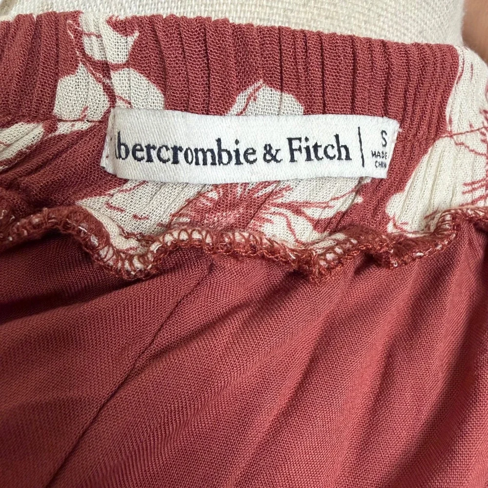 Abercrombie & Fitch Maxi Dress Floral Tie-Shoulder Plunge Neck Women's Small